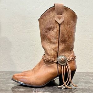 Oak Tree Farms Braided Concho Leather Cowboy Boots